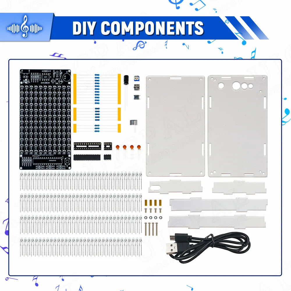 DIY Sound Control LED Music Electronic Kits Audio Frequency Display PCB Soldering Project Practice Solder Diy Electronic Kit Whatever the Treasure