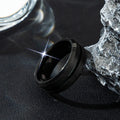 1pcs Men's Electroplated Black Ring Trendy Minimalist West Coast Hip-hop Punk Style Black Knight Ring Rotatable Design Ring Vera Lux