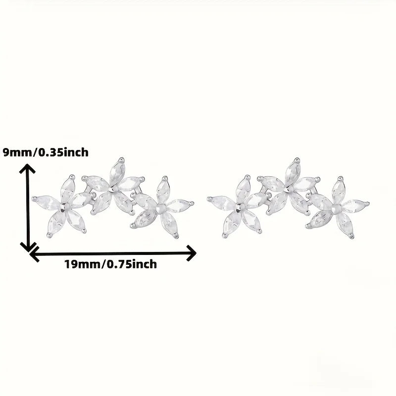 S925 silver sparkling five-petaled flower earrings elegant and fashionable wearable all year round  suitable for festive parties Vera Lux