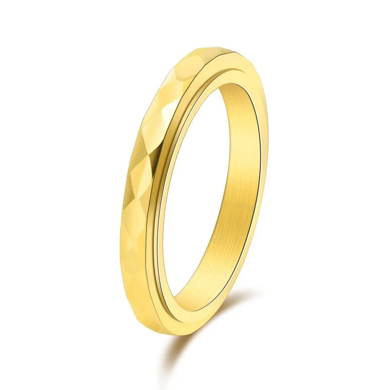 3mm Thin Stainless Steel Faceted Spinner Ring Wedding Band for Women Girl Size 5-12 Vera Lux