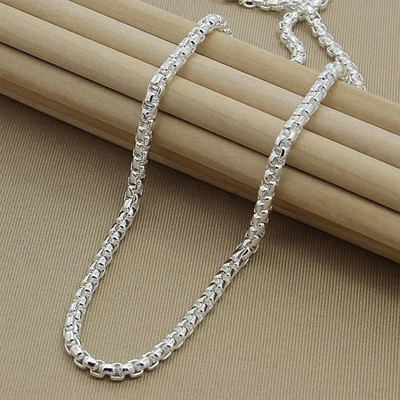 Wholesale 45-60cm 925 Sterling Silver 4mm Round Box Chain Necklace Bracelet set For Women Men Boy Wedding Engagement Charm Vera Lux