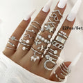 23Pcs Fashion Knuckle Rings Set For Women Crystal Star Moon Eye Wave Gold Silver Color Rings Female Trendy Party Jewelry Gift Vera Lux