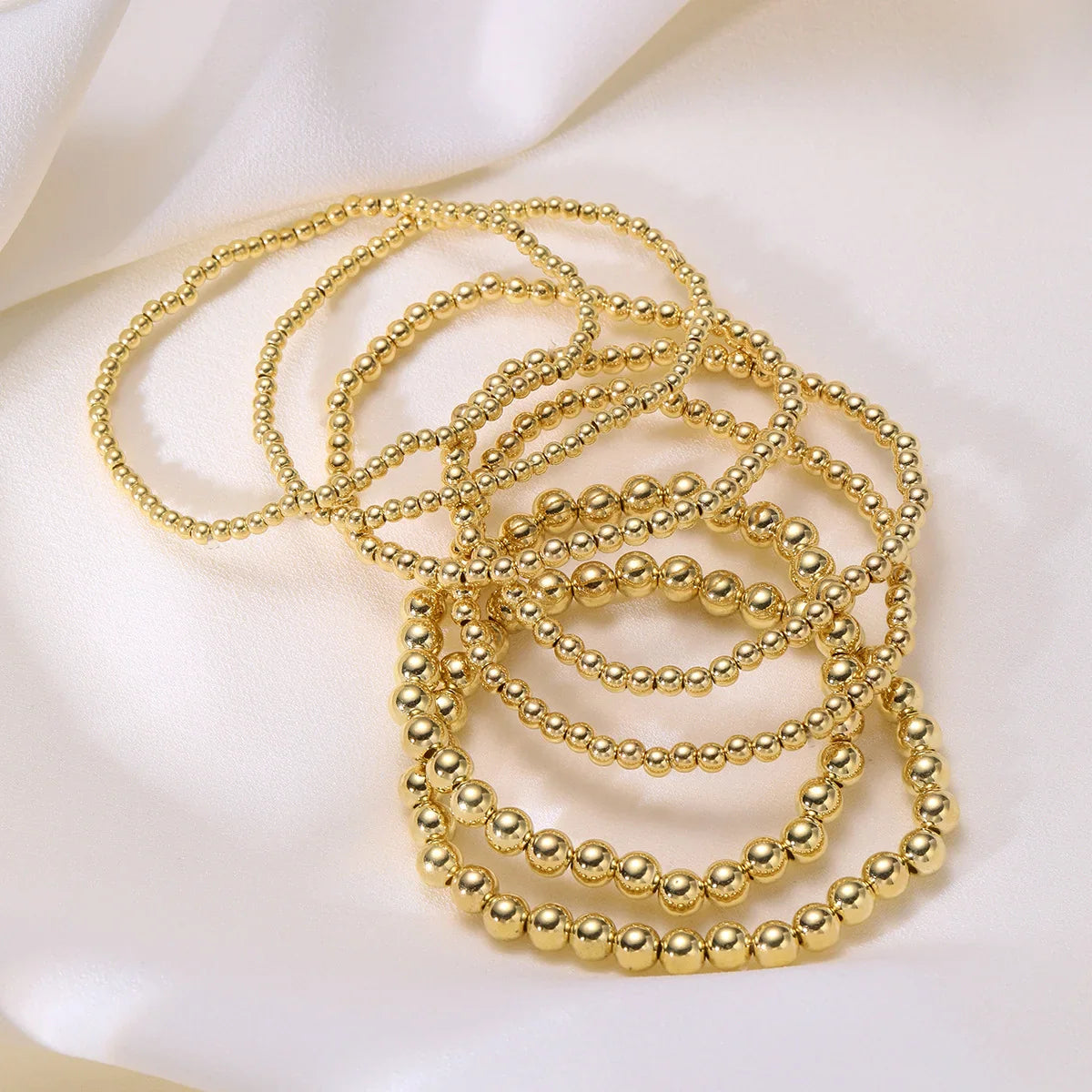 7 Pcs/Set Vintage Handmade Gold Color Beads Bracelets Set Stretch Women Trendy Bracelets Fshion Girls Party Boho Jewelry Gifts Vera Lux