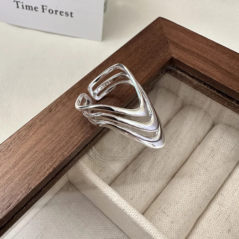 925 Sterling Silver Three Layers Dresses Simple Rings For Women Couple Luxury Quality Jewelry Beautiful Accessories Money 925 Vera Lux