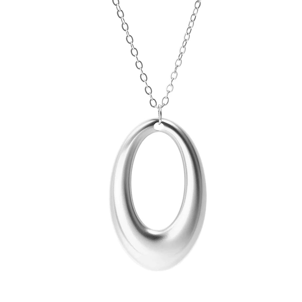 DOTIFI  Stainless Steel Delicate Hollow Arc Circle Geometric Pendant Necklace Female Fashion Minimalist Commuter Long Necklace Vera Lux