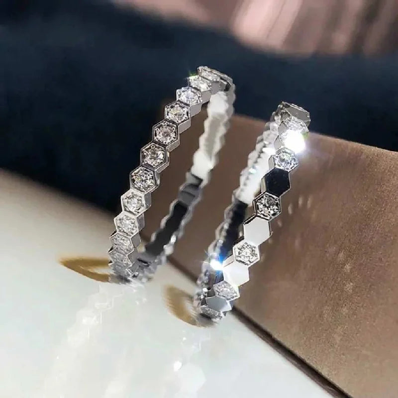 925 Sterling Silver Vintage Geometric Shape Zircon Rings For Women Gift Match Daily Party High Quality Fine Jewelry Accessories Vera Lux