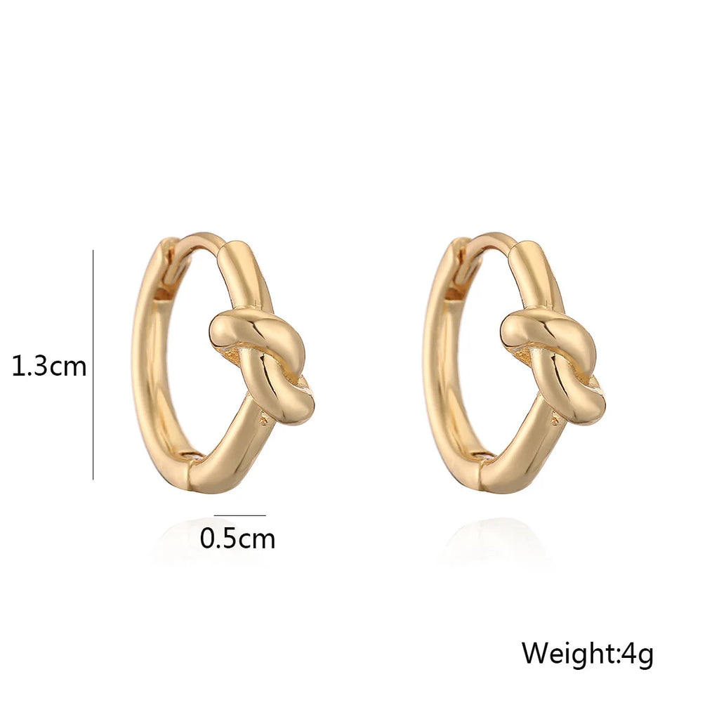 NEWBUY Simple Design Silver/Gold Color Knot Shape Cute Hoop Earrings For Women Minimalist Metal Style Jewelry Female Vera Lux