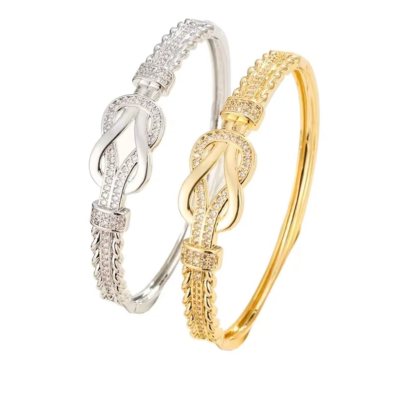 1Pcs Zircon Bangles Elegant And Simple Women's Bracelet Gold Silver Bracelet Cross Buckle Fashion Accessories Vera Lux