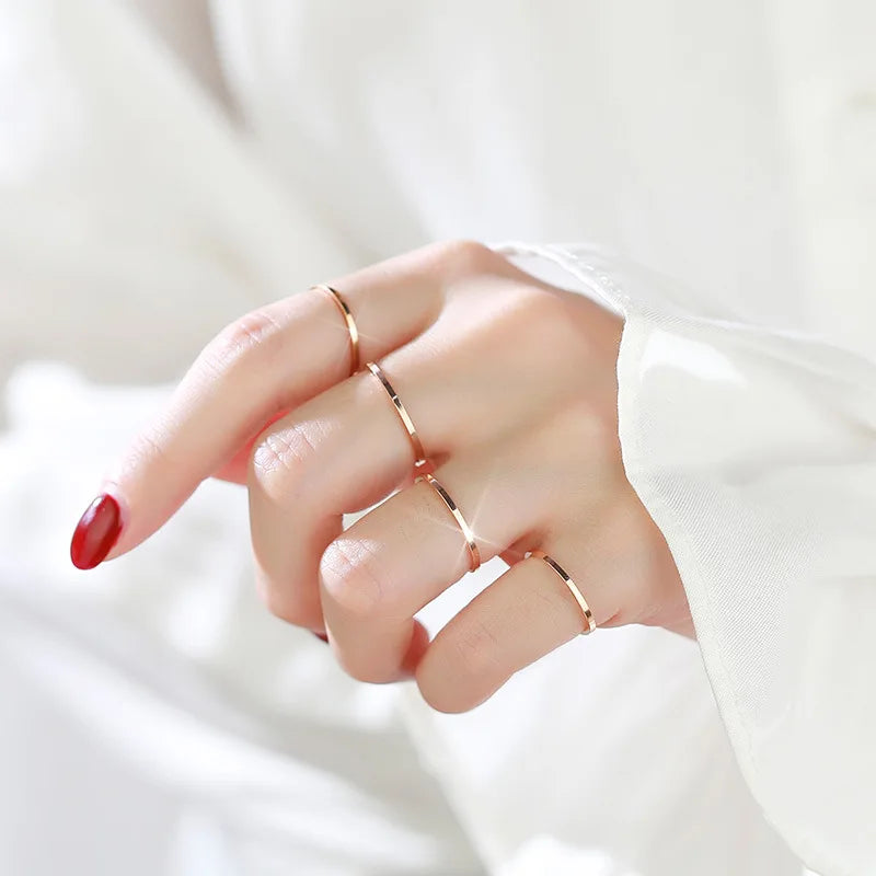 1mm Thin Stackable Ring Stainless Steel Plain Band Knuckle Midi Ring for Women Girl Size 3-10 Vera Lux