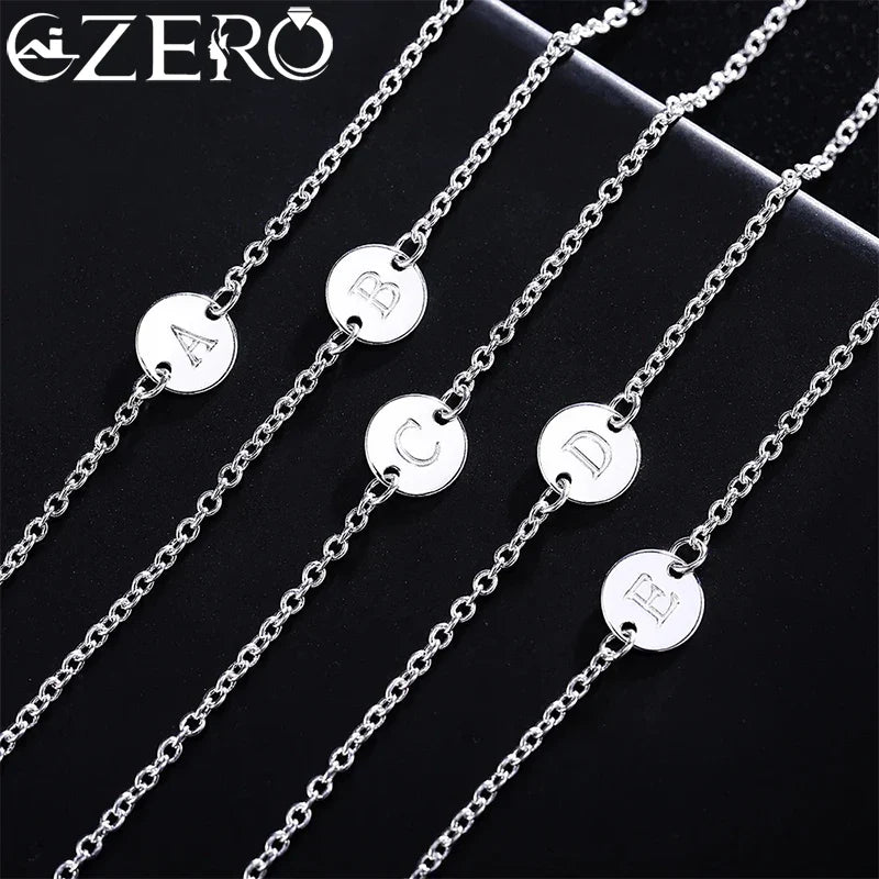 New trend 925 sterling Silver 26 letter cards Chain Bracelets for Women Fashion wedding Party fine Jewelry Christmas Gifts Vera Lux