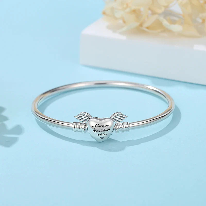 Original 925 Sterling Silver Bracelets Bangles Love Family Friends Heart Charms Beads Bangle For Women DIY Luxury Jewelry Gift Vera Lux
