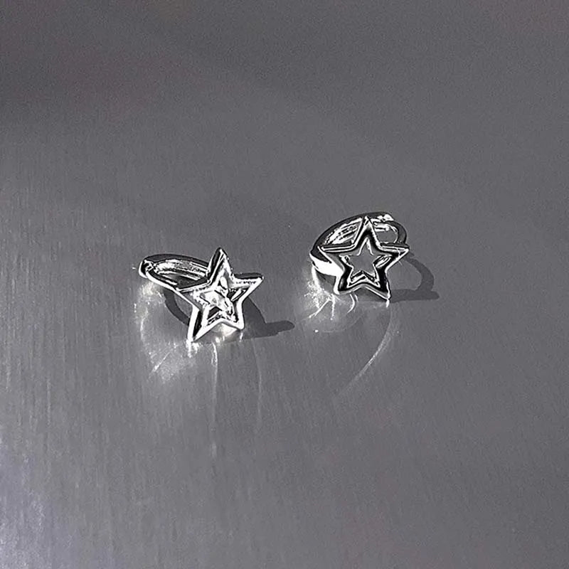Y2K Style Hollow Pentagonal Stud Earrings for Women Personalize Star Asterism Round Ear Buckle Metal Accessories Fashion Jewelry Vera Lux