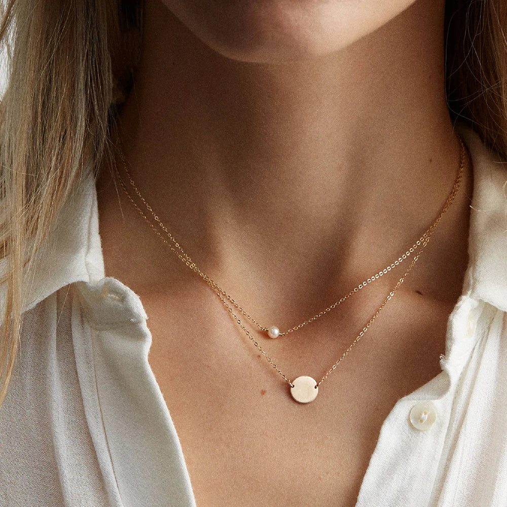4MM Simulated-pearl Pendant Necklace for Women Dainty Stainless Steel Gold Color Necklace Women Vera Lux
