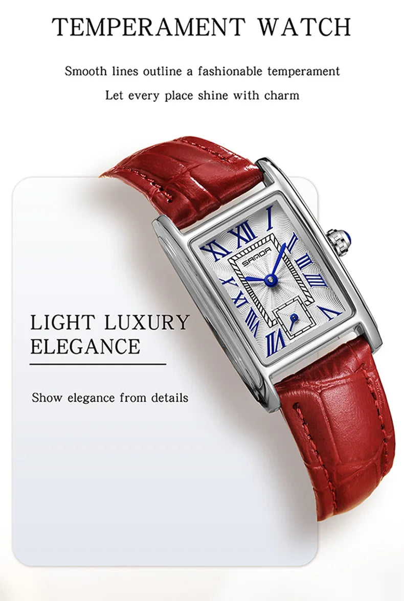 Sanda 1116 New Fashion 2023 Elegant Design Rectangle Dial Water Resistant Quartz Movement Business Women Analog Wrist Watch Vera Lux