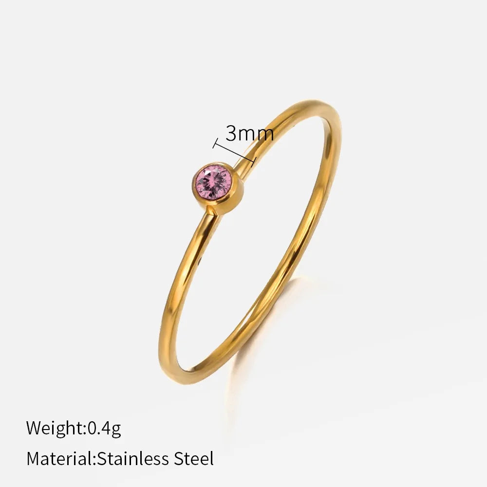 SUNIBI Stainless Steel Birthstone Ring for Woman Gold Color Simple Style Ring Festival Party Fashion Jewelry Dropshipping Vera Lux