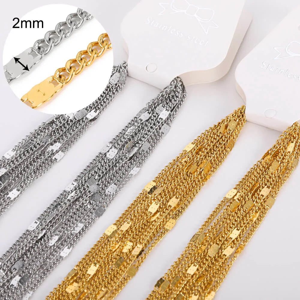 10pcs/set Stainless Steel Gold Color Necklace For Women 45cm Chain DIY Jewelry Accessories Making Materials Handmade Supplies Vera Lux
