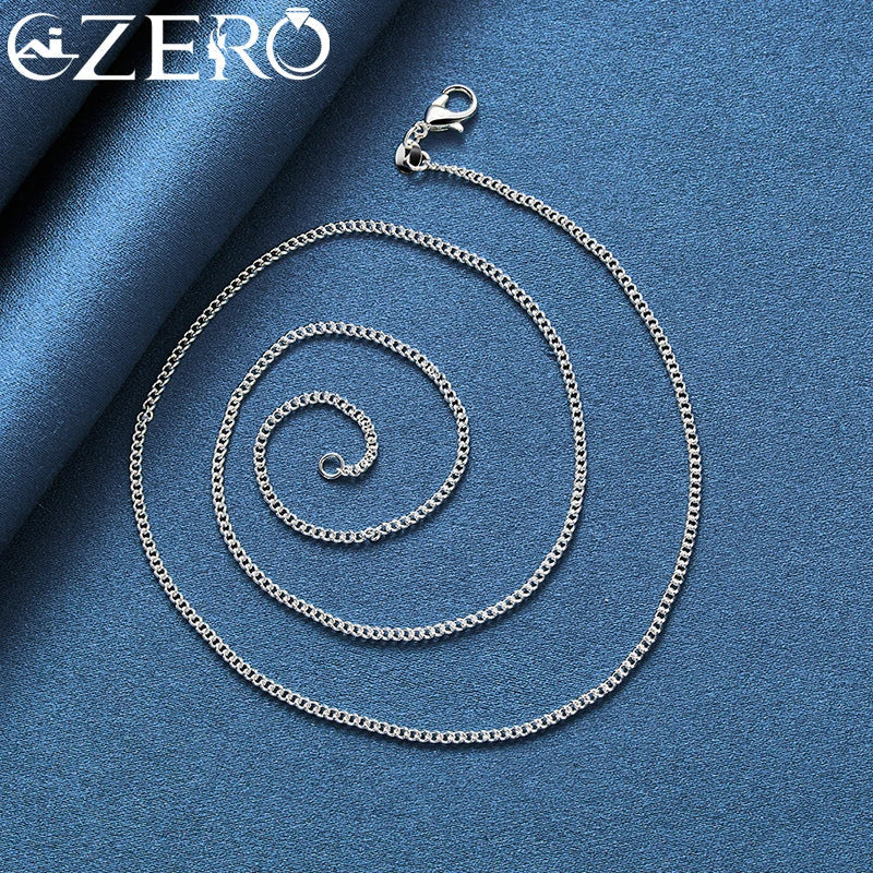 ALIZERO 40-70cm 925 Sterling Silver 2mm Side Chain Necklace For Women Men Wedding Party Fashion Charm Jewelry Gift Vera Lux