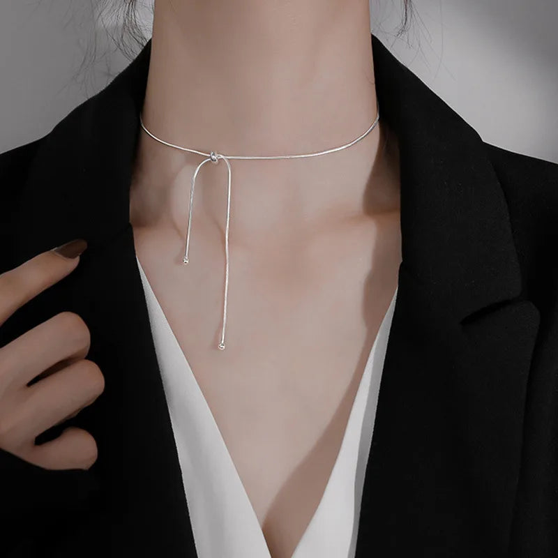 925 Sterling Silver Neck Snake Chain Necklaces Women Luxury Jewelry Exquisite Elegant Aesthetic Charms Accessories Argent 925 Vera Lux