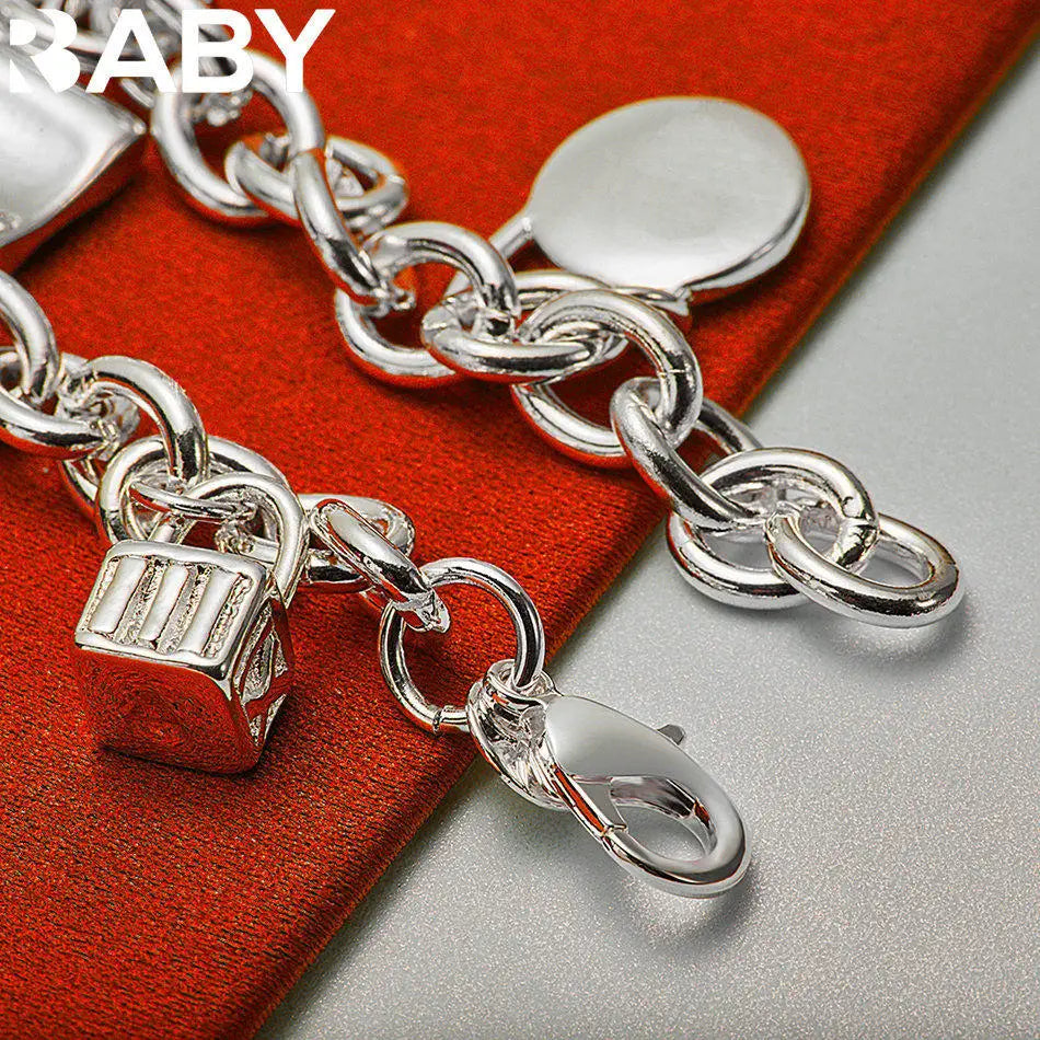 URBABY 925 Sterling Silver Lock Pendant Bracelets For Women Wedding Party Anniversary Gift Fashion Fine Jewelry Vera Lux