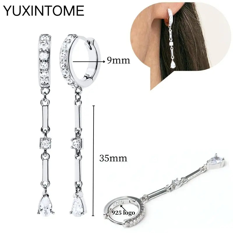 925 Sterling Silver Ear Needle Fashion Hoop Earrings White Crystal Luxury Women's Silver Earrings Wedding Women's Jewelry Gift Vera Lux