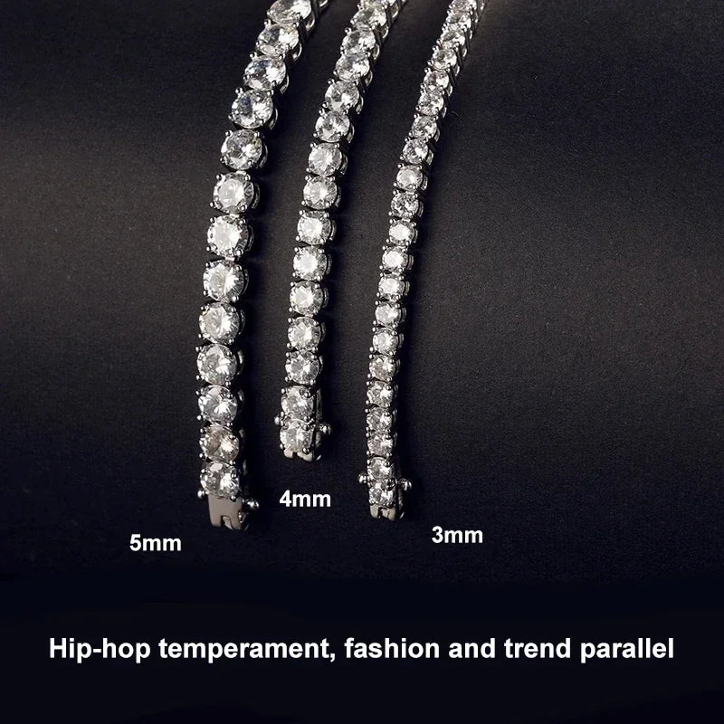 NeeTim 925 Sterling Silver Real Moissanite Tennis Necklace for Women Men Lab Diamonds Neck Chains Necklaces Party Fine Jewelry Vera Lux