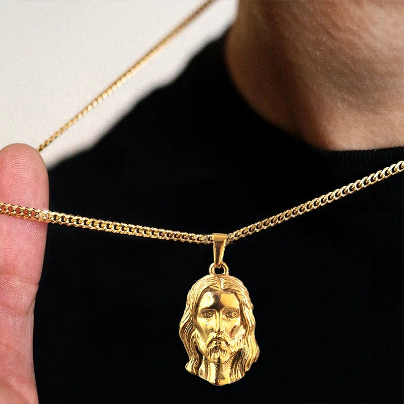 Hot Style Hip Hop 18K Gold Plated Stainless Steel Jesus Pendant for Women Men, Perfect for Daily Outfits & Concert Styles Vera Lux