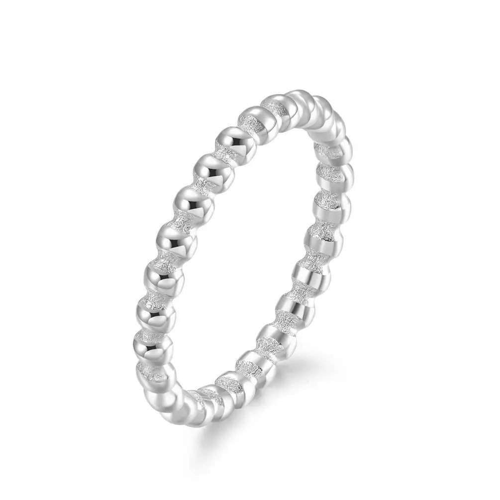 2mm Stainless Steel Stackable Ring Beads Eternity Band for Women Girl Size 5-11 Vera Lux