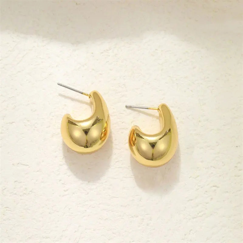 Vintage Chunky Dome Drop Earrings For Women Gold Plated Stainless Steel Thick Teardrop Earring Statement Wedding Jewelry Gifts Vera Lux