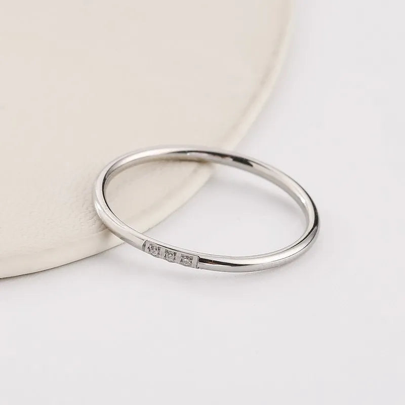1mm Thin Stainless Steel CZ Inlay Stackable Ring Wedding Band for Women Girl Size 3-10 Vera Lux