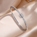 Yupsk 5Pcs/set Silver Color Stainless Steel Bracelet Shiny Zircon Inlaid Stackable Bangles Female Jewelry Gift Vera Lux