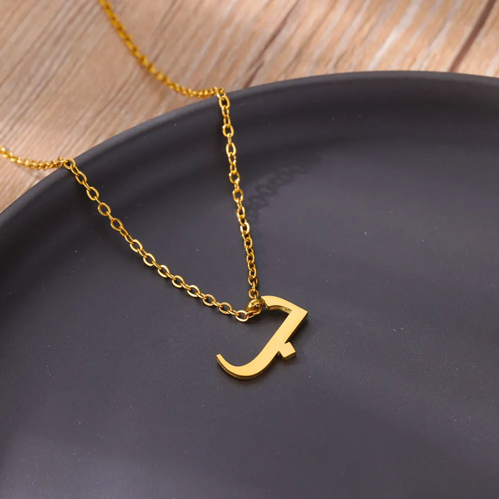 Arabic Letter Name Necklaces For Women Stainless Steel Alphabet Pendant Chain Choker Collar Femme Wedding Aesthetic Jewelry Bff Vera Lux