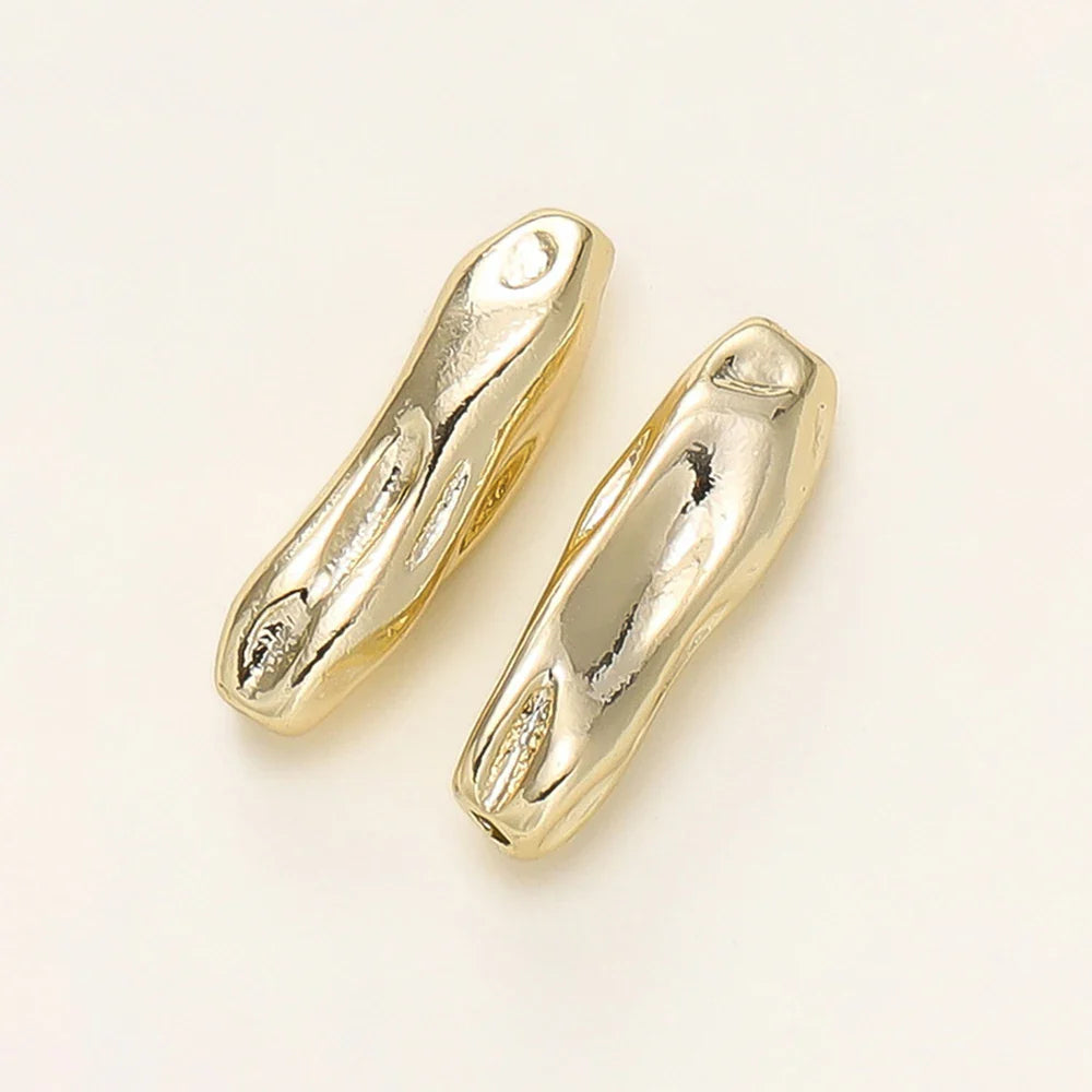 4Pcs/Pack 14/18K Gold Color Plated Metal Brass Threaded Long Beads For DIY Bracelet Jewelry Making Material Accessories Vera Lux