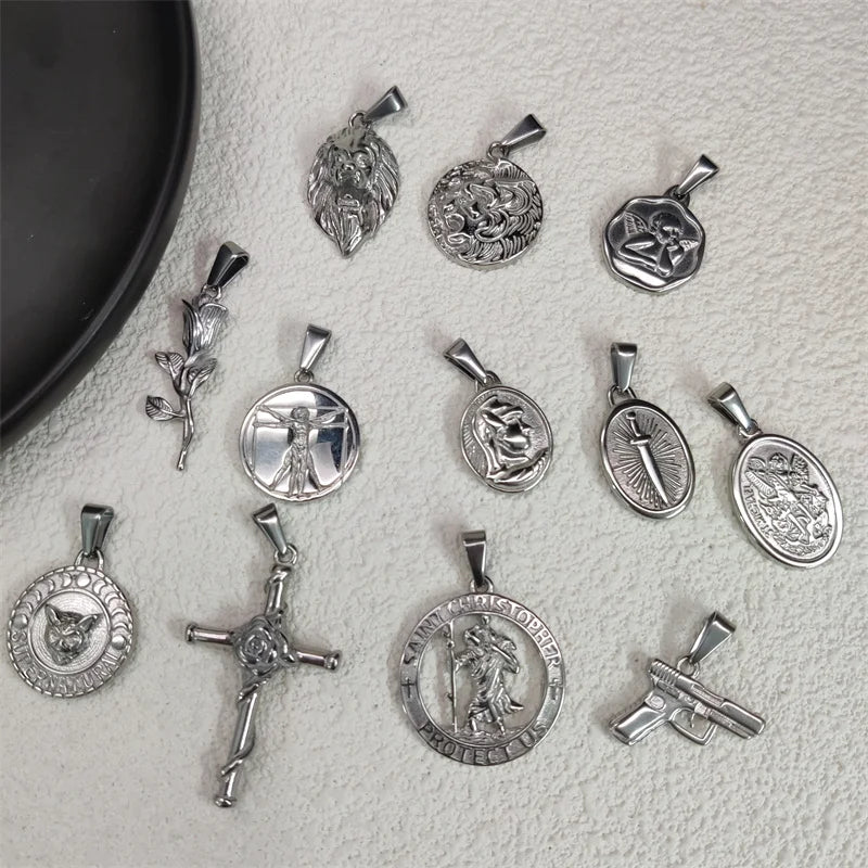 Trendy Rose Cross Design 18K Gold Plated Stainless Steel Pendants For Woman Man Vera Lux