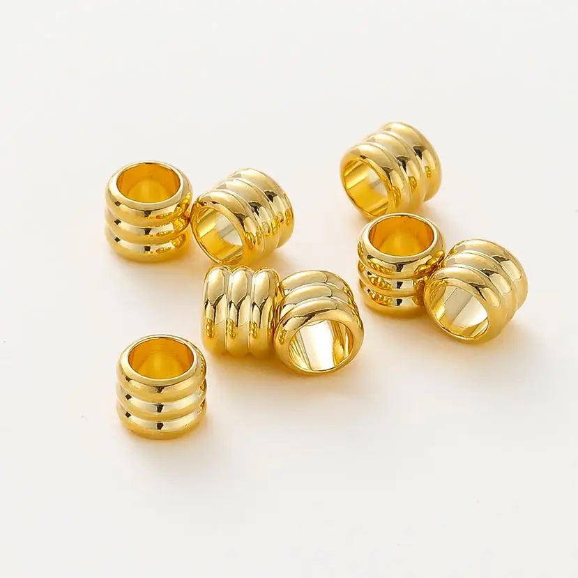 20 30 50pcs/lot 14K 18K Gold Plated Cylinder Charm Metal Beads Loose Spacer Beads For Bracelet DIY Jewelry Making Accessories Vera Lux