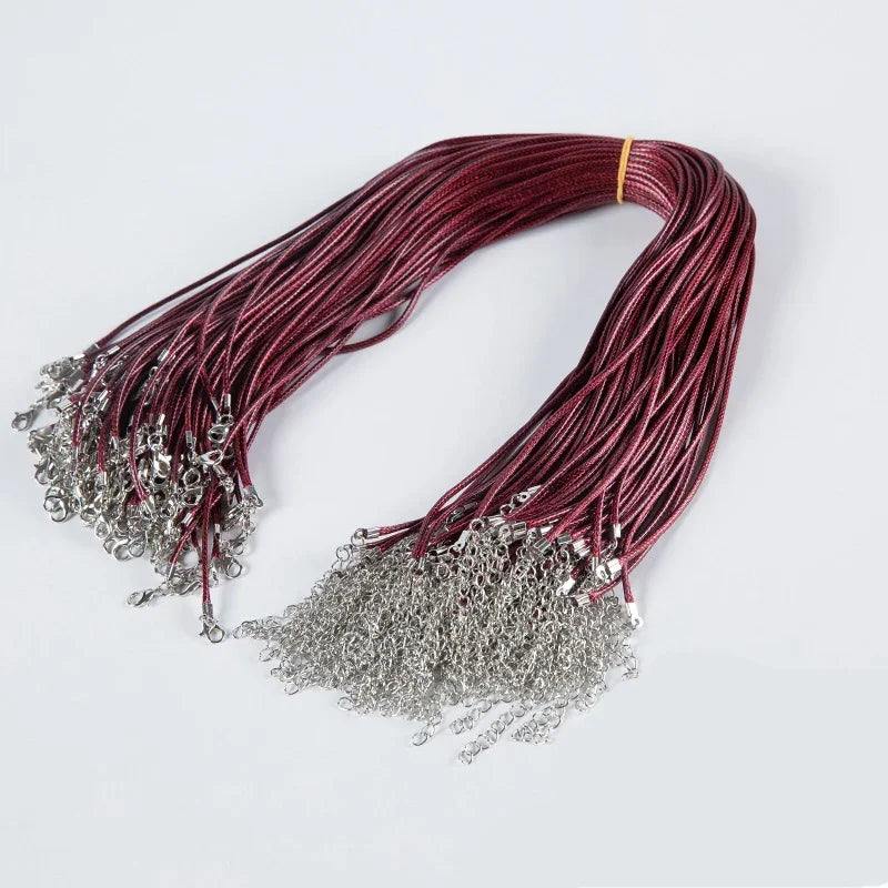 100Pcs Colorful Wax Leather Snake Necklace Women Men Cord String Rope Wire Extender Chain For Jewelry Making Bulk Wholesale Vera Lux
