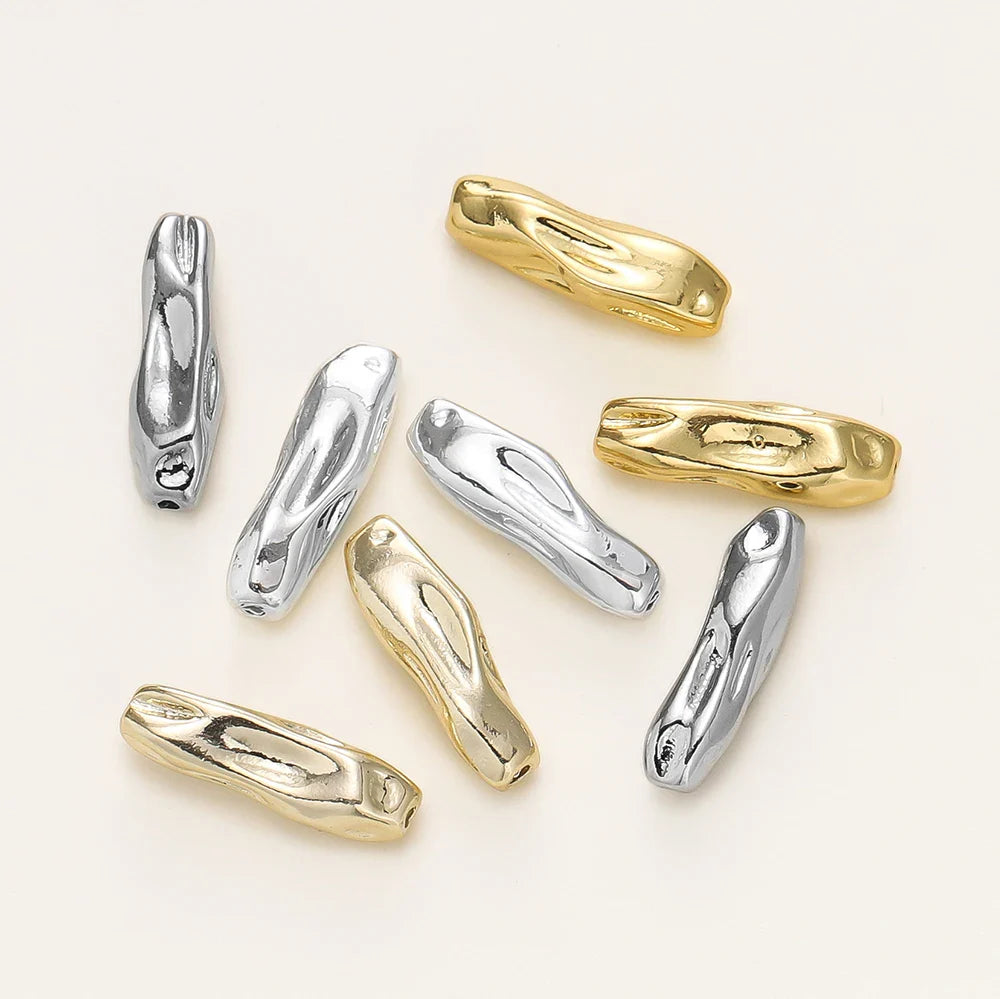 4Pcs/Pack 14/18K Gold Color Plated Metal Brass Threaded Long Beads For DIY Bracelet Jewelry Making Material Accessories Vera Lux