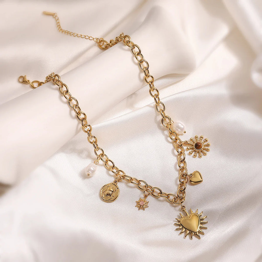 NEWBUY 2025 Fashion Gold Color Stainless Steel Jewelry Non-Fading Bohemian Style Choker Necklaces For Women Summer Accessories Vera Lux