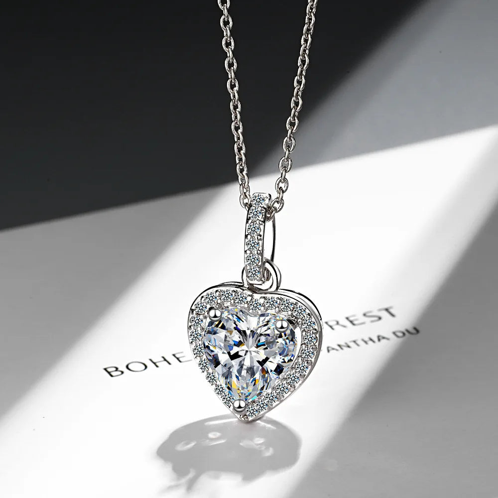 925 Sterling Silver Zircon Heart Pendant Necklaces For Women Luxury Designer Jewelry Gift Female Wholesale Jewellery Trend 2024 Vera Lux