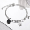 Stainless Steel Bracelets Retro Star Pendant Paperclip Chain Black Light Luxury Bracelet For Women Jewelry Holidays Banquet Gift Vera Lux