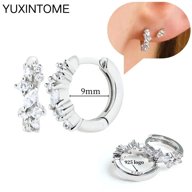 925 Sterling Silver Ear Needle Fashion Hoop Earrings White Crystal Luxury Women's Silver Earrings Wedding Women's Jewelry Gift Vera Lux