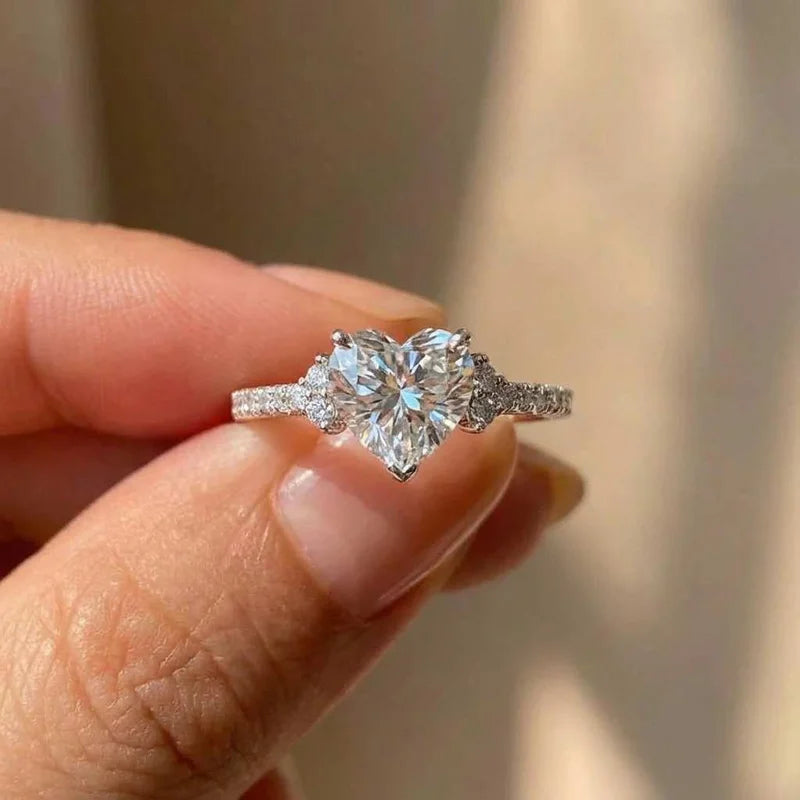925 Sterling Silve Sparkling Zircon White Purple Elegant Love Heart Rings for Women Party Engagement High Quality Fine Jewelry Vera Lux