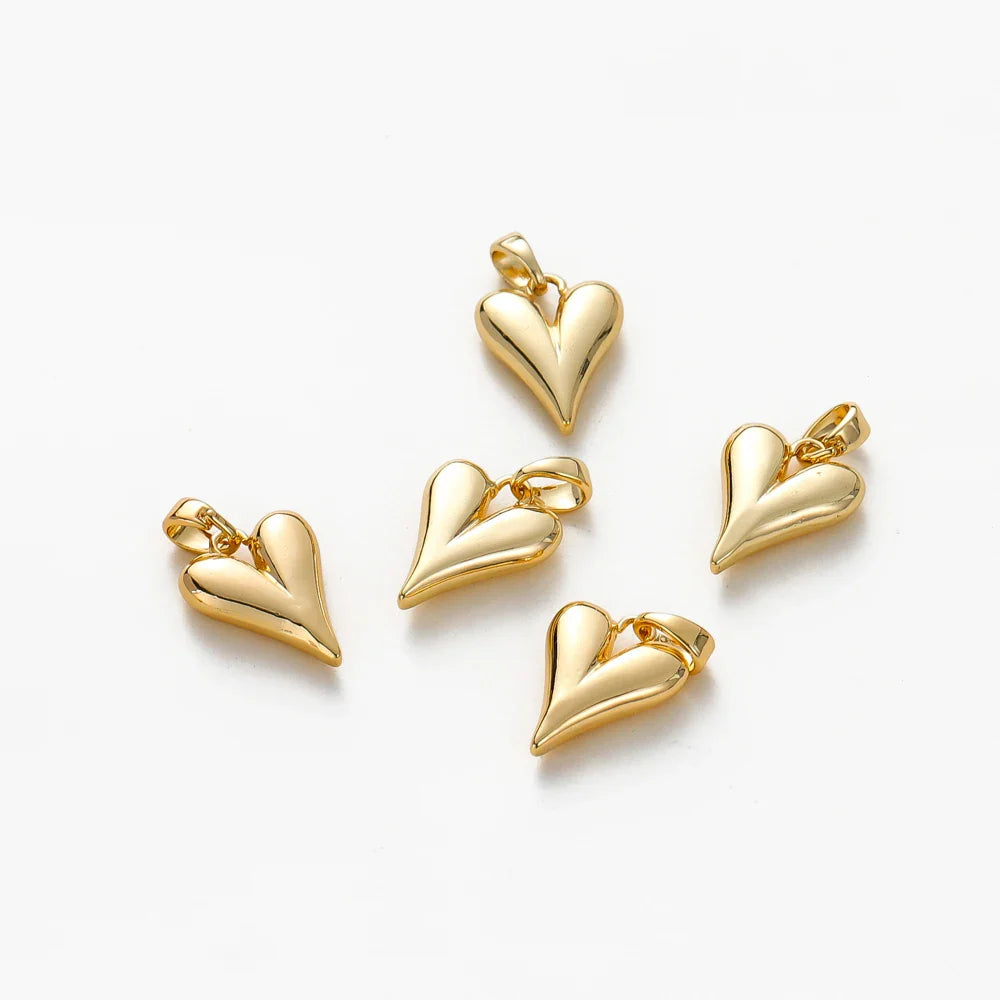 4pcs 18K Gold Plated Small Peach Heart Charms For Jewellery Making DIY Earrings Necklaces Pendant Accessories Vera Lux