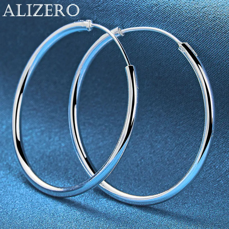 ALIZERO 925 Sterling Silver Earrings Simple Round Circle Hoop Earrings For Woman Fashion Wedding Engagement Charm Jewelry Gifts Vera Lux