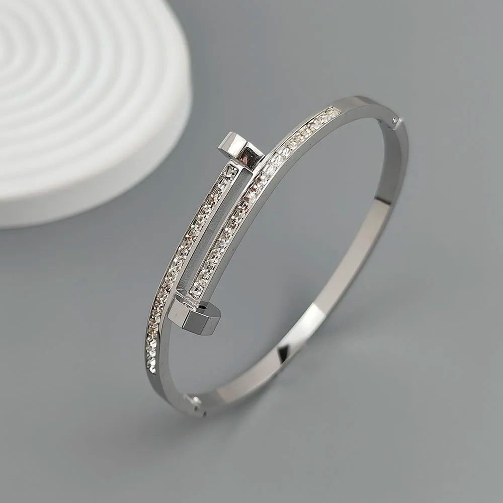 New nail zircon stainless steel gold-plated bracelet 18K, high quality waterproof couple bracelet, wife gift Vera Lux
