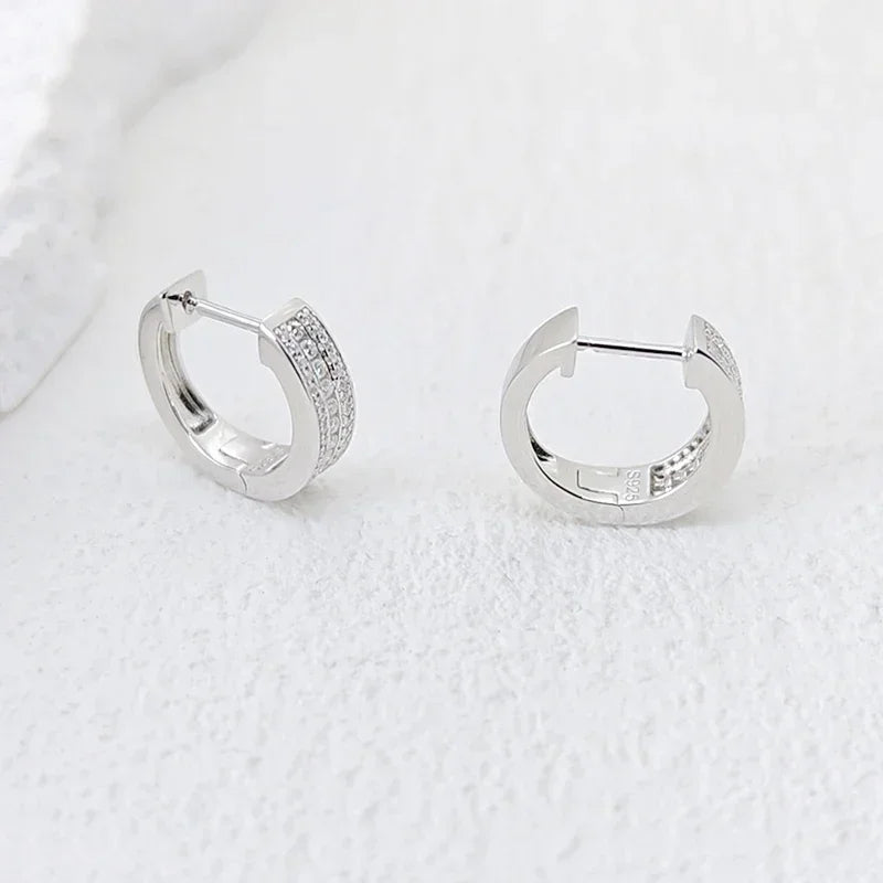 NeeTim Hoops s925 Sterling Silver Full Real Moissanite Earrings Women Sparkling Dimoand Earring Jewelry Gift Certificate Vera Lux
