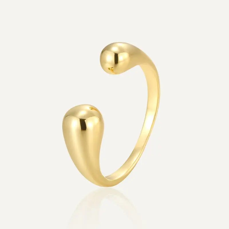925 Sterling Silve Smooth Double Ball Beads Rings For Woman Adjustable Gold Color Geometric Wedding Couple Rings Fine Jewelry Vera Lux