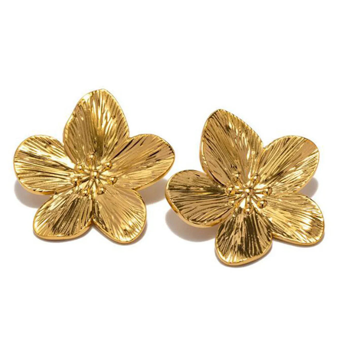 Uworld Hypoallergenic Stylish Vintage Flower Stud Earrings Premium 18k Gold Plated Stainless Steel For Women Party сережки женск Vera Lux