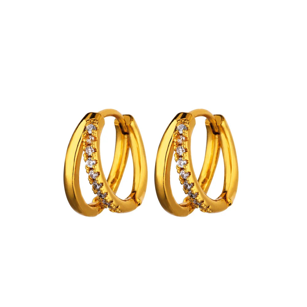 Stainless Steel Circle Earrings For Women Gold Color Aesthetic Zircon Earring Wedding Christmas Fashion Jewelry Accessories Gift Vera Lux
