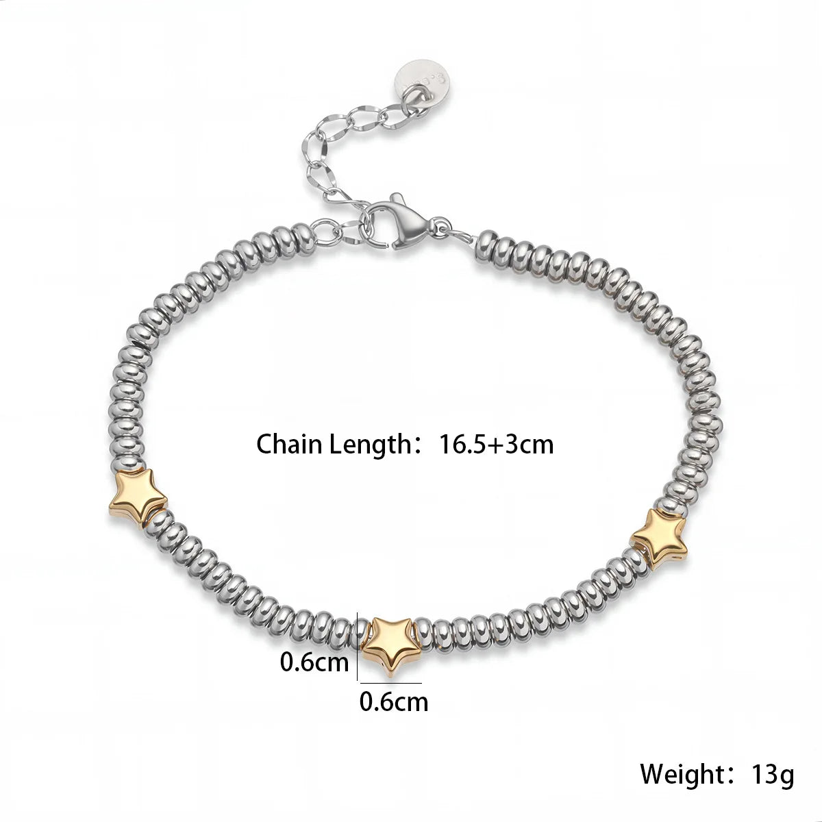 NEWBUY Hot Sale Non-Fading Stainless Steel Jewelry Gold Color Heart/Star Silver Beads Charm Bracelets For Women Wholesale Vera Lux