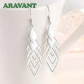 Aravant 925 Silver Hollow Geometric Long Drop Earrings For Women Fashion Jewelry Vera Lux